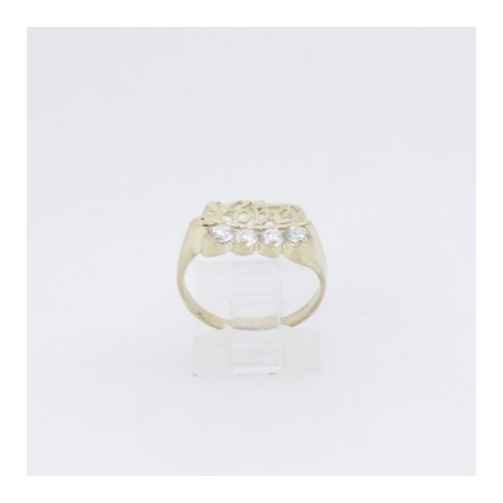 10k Yellow Gold Syntetic white love gemstone ring ajr26 Size: 7 2