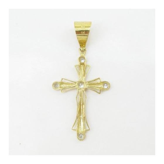 Mens 10k Yellow gold White gemstone jesus cross charm EGP99 4