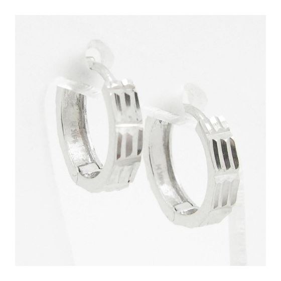 womens bp90 fancy earrings 14K white gold italian ball stud huggie hoop 2