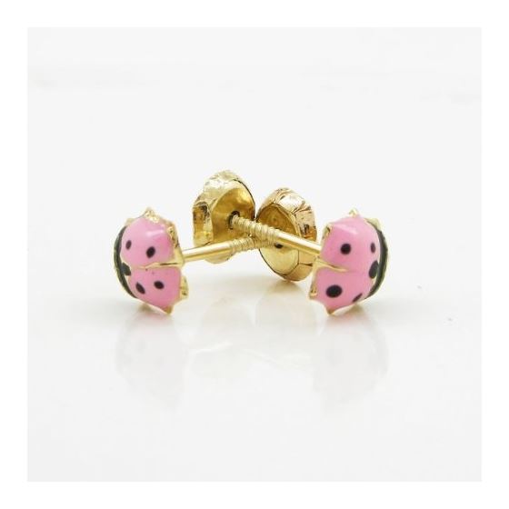 14K Yellow gold Bettle stud earrings for Children/Kids web162 4