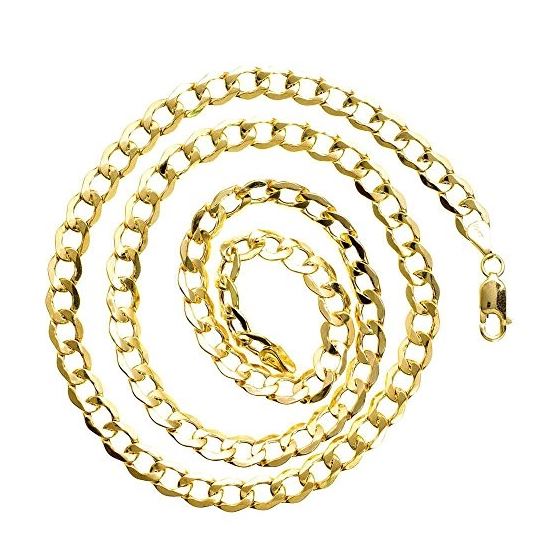 10K YELLOW Gold HOLLOW ITALY CUBAN Chain - 24 Inches Long 6.7MM Wide 2