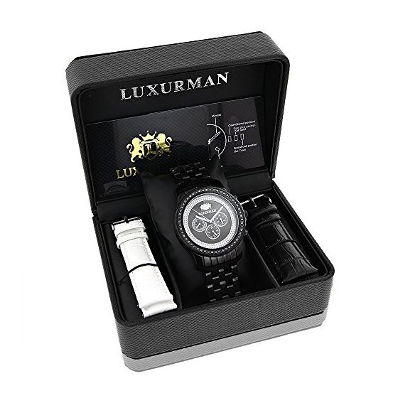 LUXURMAN Mens Black Diamond Watch 2.25Ct-4