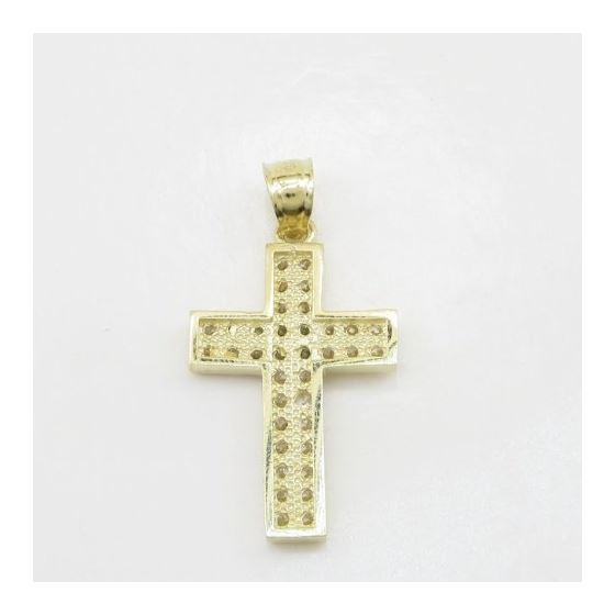 Mens 10k Yellow gold 2 row gold cross cz pendant GCHA28 4