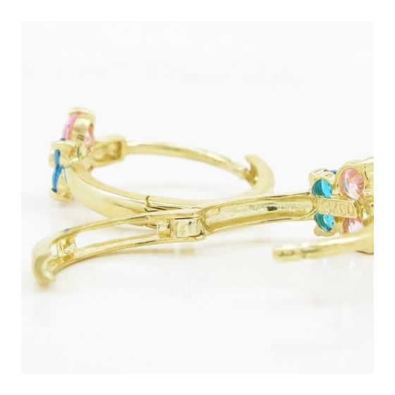 14K Yellow gold Butterfly cz hoop earrings for Children/Kids web323 4