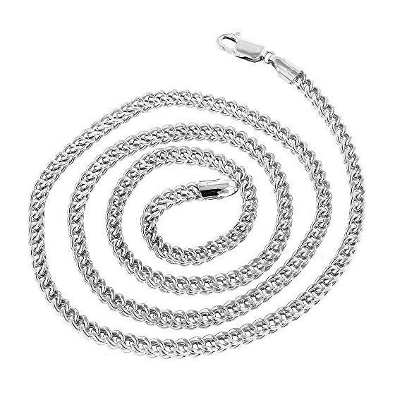 10k White Gold Hollow Franco Chain 3.5mm Wide Necklace with Lobster Clasp 24 inches long 2