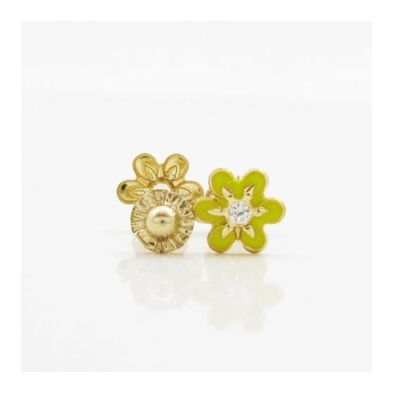 14K Yellow gold Flower cz stud earrings for Children/Kids web19 2