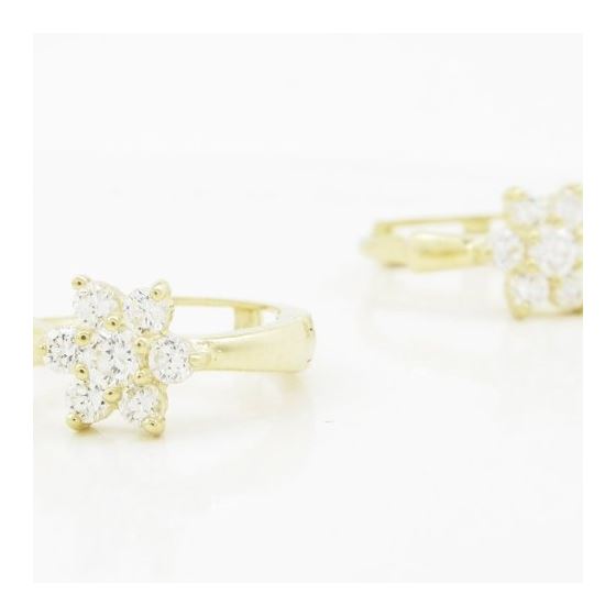 14K Yellow gold Flower cz hoop earrings for Children/Kids web342 2