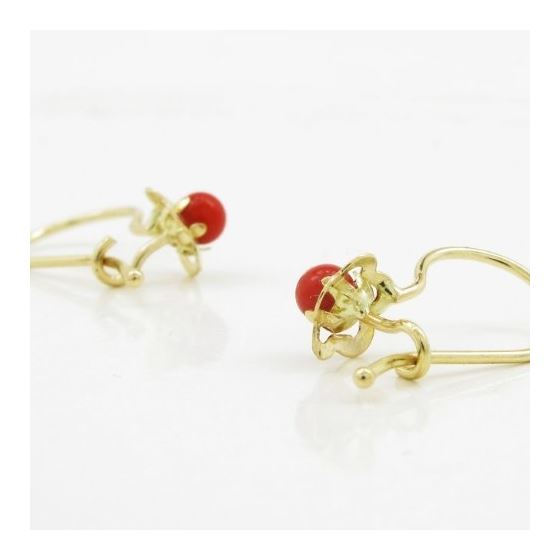 14K Yellow gold Fancy flower pearl hoop earrings for Children/Kids web232 4