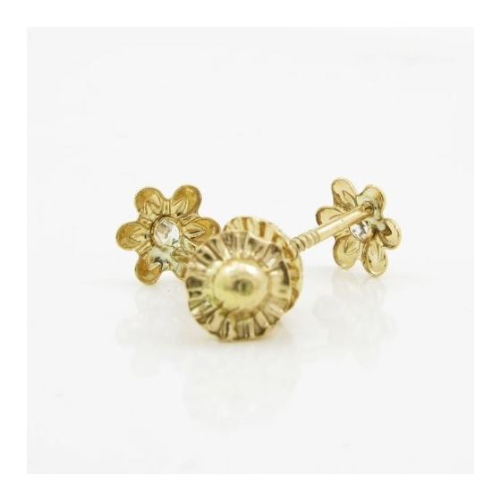 14K Yellow gold Fancy flower cz stud earrings for Children/Kids web184 4