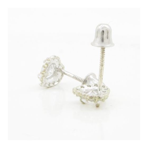 14K White gold Heart cz stud earrings for Children/Kids web241 4