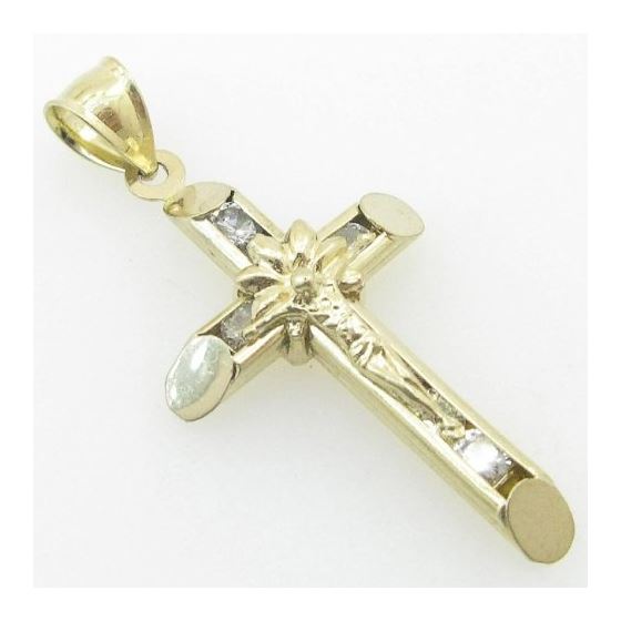 Unisex 10K Solid Yellow Gold flower jesus cross Length - 1.75 inches Width - 20.5mm 2