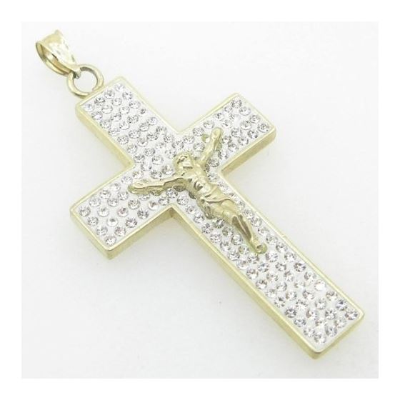 Mens 10K Solid Yellow Gold big multirow jesus cross Length - 1.73 inches Width - 21.5mm 2