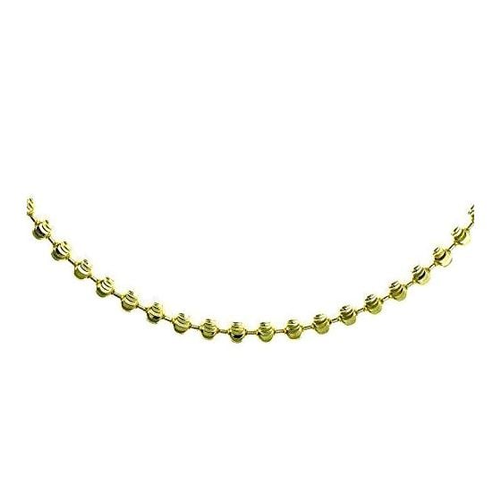 14K YELLOW Gold SOLID MOON CUT Chain - 24 Inches Long 2.5MM Wide 4