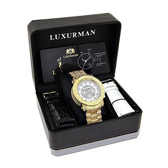 Iced Out Mens Diamond Chronograph Watch Yellow Gold Plated 2ct by Luxurman 4