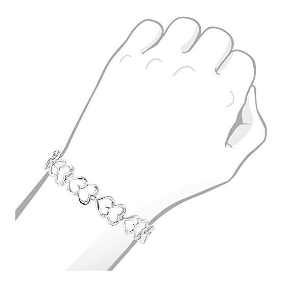 Luxurman Love Quotes: Sterling Silver Diamond Heart Bracelet for Women 4