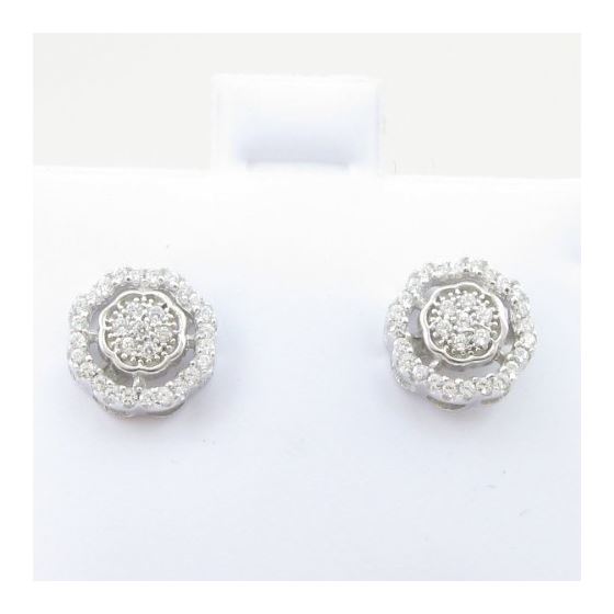 Womens .925 sterling silver White flower earring 2 MLCZ26 4mm thick and 8mm wide Size 2