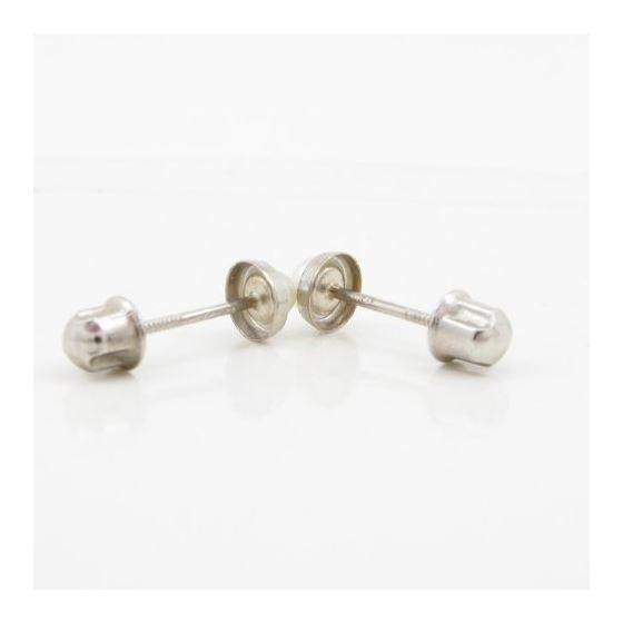 14K White gold Round pearl stud earrings for Children/Kids web519 4