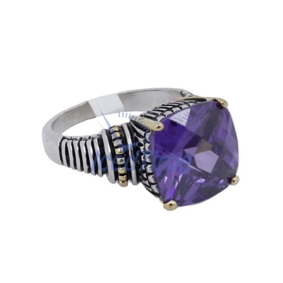 "Ladies .925 Italian Sterling Silver Purple Violet synthetic gemstone ring SAR43 6