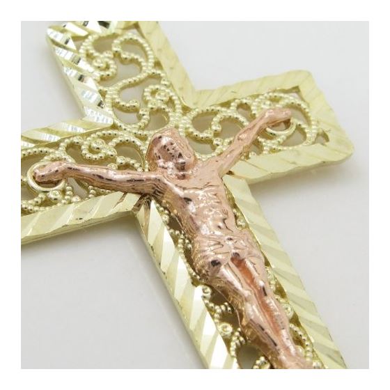 Mens 10k Yellow and Pink gold Yellow and pink gold jesus crucifix pendant GCHA20 2