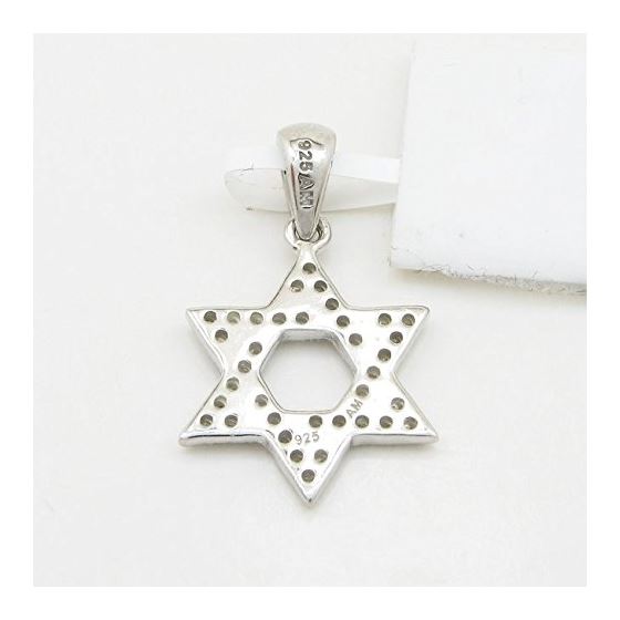 Womens White star of david cz pendant Silver32 4