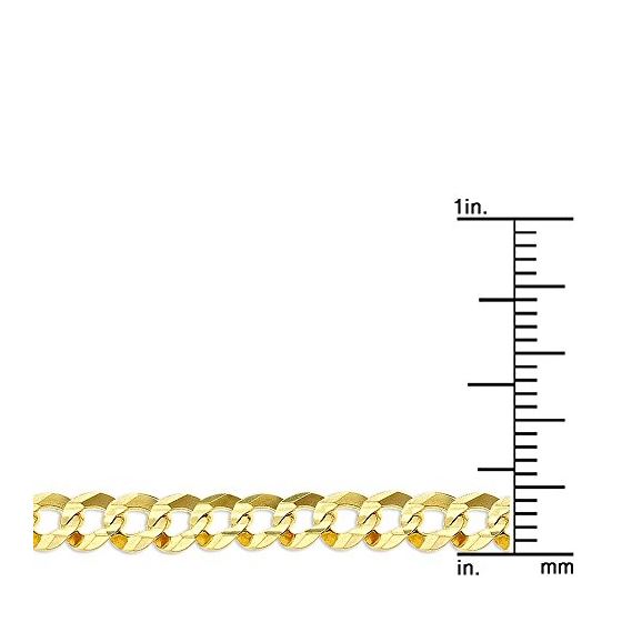 "10K 20"" long Yellow Gold 4.7mm wide Comfort Curb Cuban Italy Chain Necklace Lobster Clasp FJ-120CC