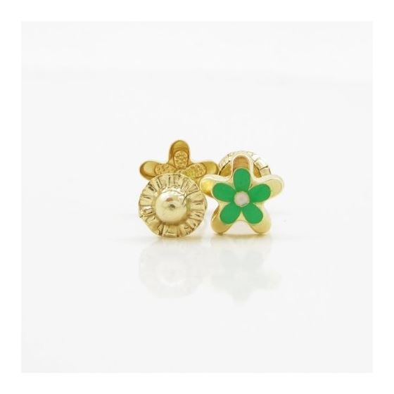 14K Yellow gold Flower stud earrings for Children/Kids web7 2