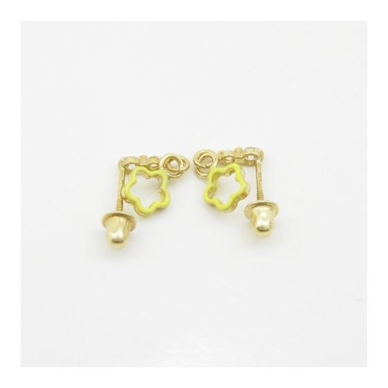 14K Yellow gold Open flower cz chandelier earrings for Children/Kids web454 4