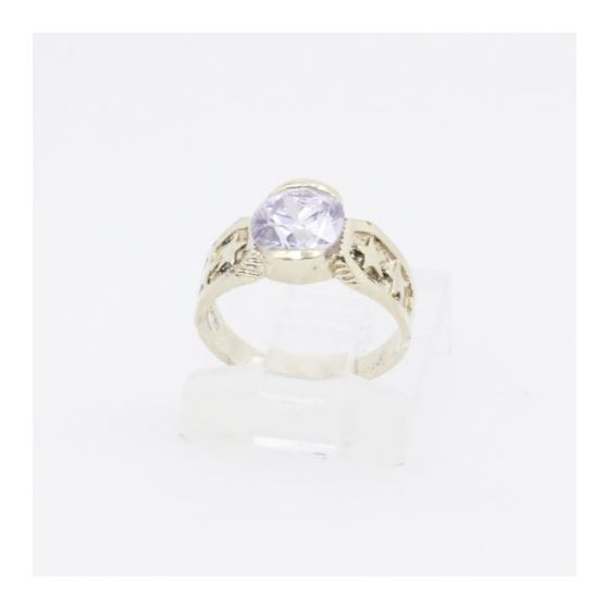 10k Yellow Gold Syntetic white gemstone ring ajjr76 Size: 2.5 2