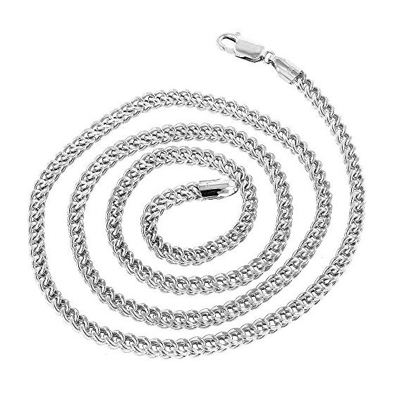 10k White Gold Hollow Franco Chain 4mm Wide Necklace with Lobster Clasp 40 inches long 2