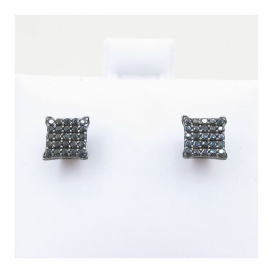 Mens .925 sterling silver Black 5 row square earring MLCZ39 5mm thick and 6mm wide Size 2