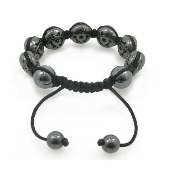 "Mens black skull string bracelet Diameter - 2.5 inch