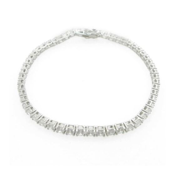 Ladies .925 Italian Sterling Silver round cut cz tennis bracelet Length - 7 inches Width - 3mm 2