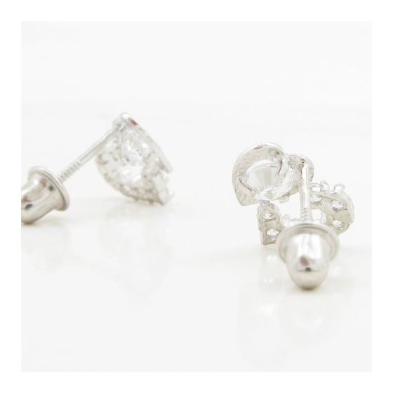14K White gold Dual heart cz stud earrings for Children/Kids web298 4