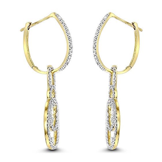 14K Ladies Natural 0.5 Ctw Diamond Drop Earrings-2