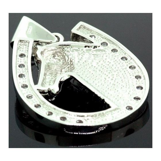 .925 Sterling Silver Men Crystal Stone Horse Head Shoe 2