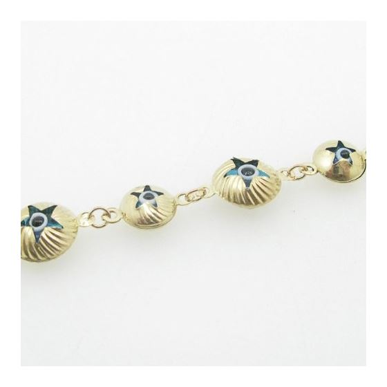 Ladies 10K Solid Yellow Gold evil eye striped star bracelet Length - 7.25 inches Width - 11mm 4