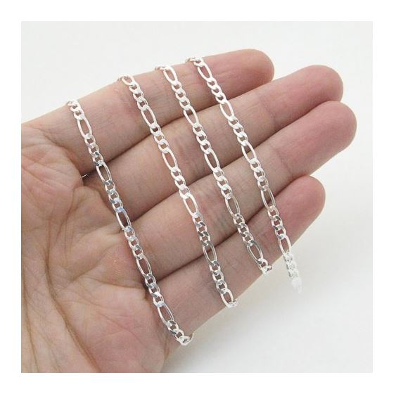 Silver Figaro link chain Necklace BDC73 4