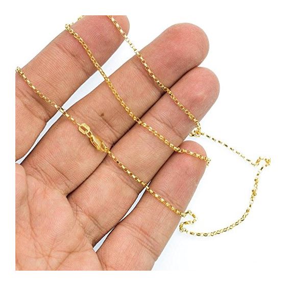 10K Yellow Gold 1.1mm wide Diamond Cut Cable Chain with Lobster Clasp 2