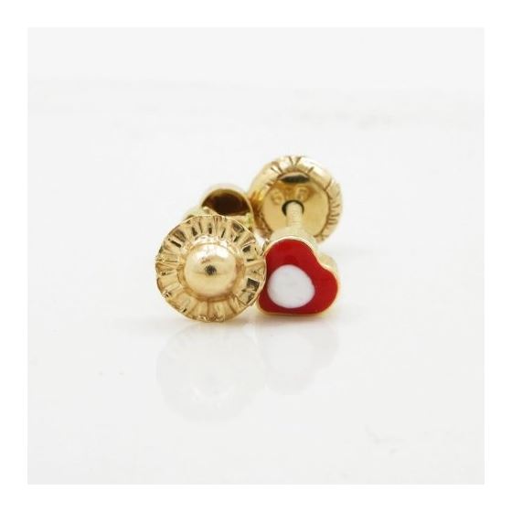 14K Yellow gold Simple heart stud earrings for Children/Kids web142 2