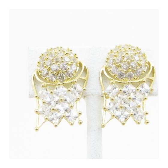 Mens 10k Yellow gold Basket ball white cz stud earring ELMI41 2