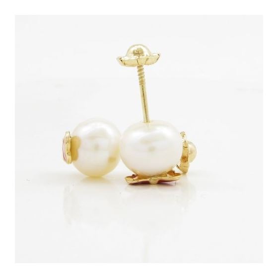 14K Yellow gold Butterfly pearl stud earrings for Children/Kids web80 4