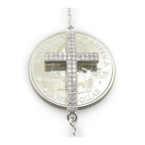 Ladies .925 Italian Sterling Silver white bracelet with cross Length - 9 inches ( cross - 24mm ) 4