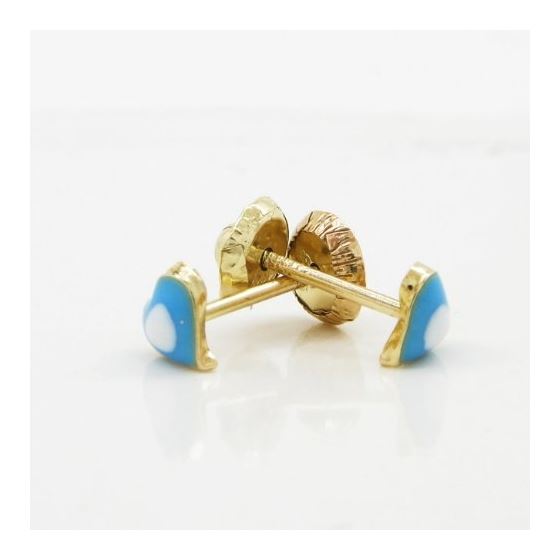 14K Yellow gold Simple heart stud earrings for Children/Kids web145 4