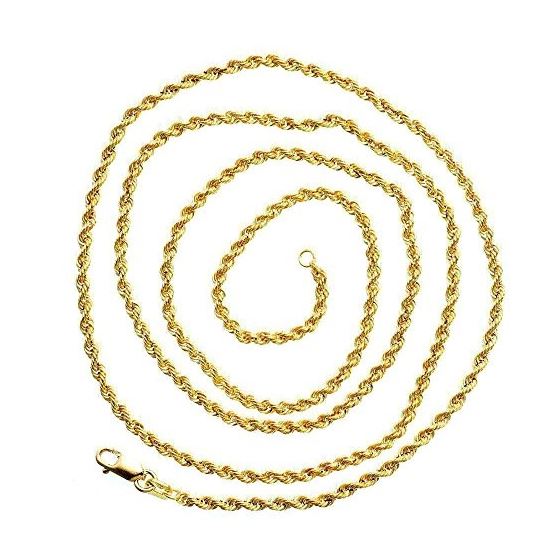 "14K SOLID Yellow Gold ROPE Chain Necklace 2.0MM Wide Sizes: 18""