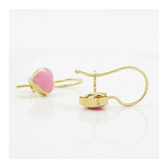 14K Yellow gold Simple heart hoop earrings for Children/Kids web64 4