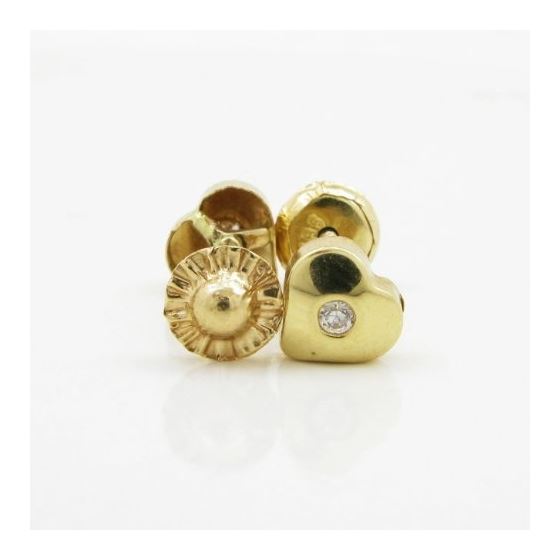 14K Yellow gold Heart cz stud earrings for Children/Kids web196 2