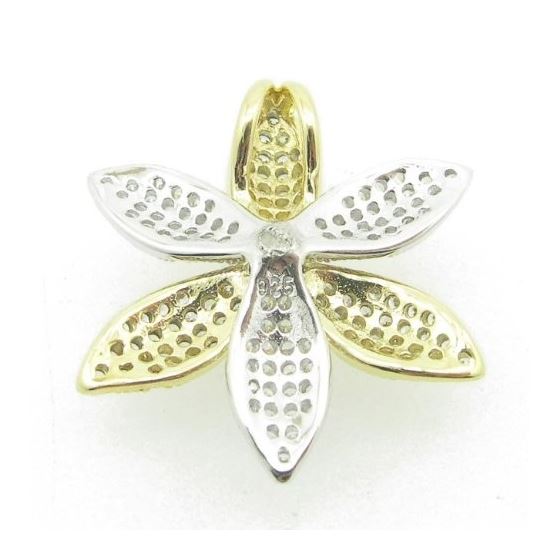 Ladies .925 Italian Sterling Silver white and yellow flower pendant 20mm 4