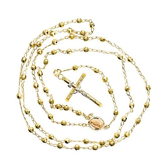 14K YELLOW Gold HOLLOW ROSARY Chain - 28 Inches Long 3.8MM Wide 2