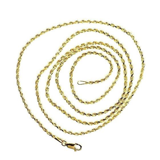 Unisex 10K Yellow Gold 1.8MM Wide Rope Chain Sizes: 16 18 20 22 24 (18 Inches) 2