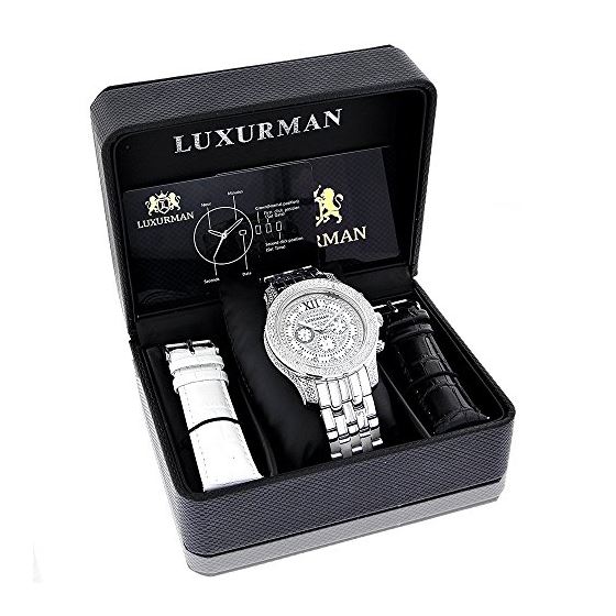 Luxurman Watches Raptor Edition: Large Mens Genuine Diamond Watch 0.50ct MOP 4